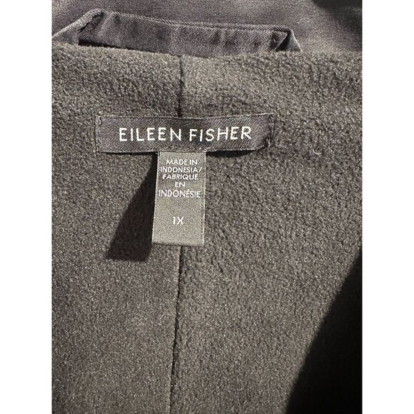 Eileen Fisher Black Stand Collar Jacket Soft Shell Black 1X Women's Coat Nylon - Picture 3 of 7